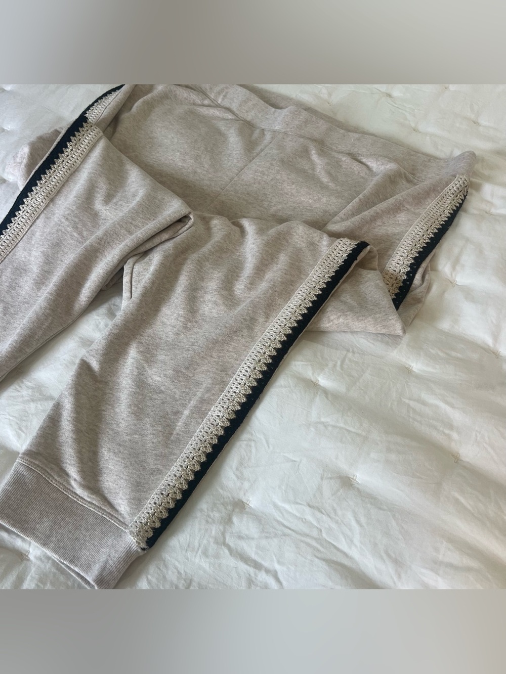 Chicos Size 20 Crochet-Trim Sweatpants - Light Taupe